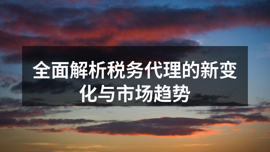 全面解析税务代理的新变化与市场趋势
